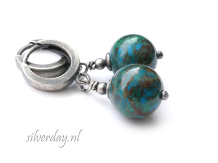 Handgemaakte Edelstenen Oorbellen met Chrysocolla